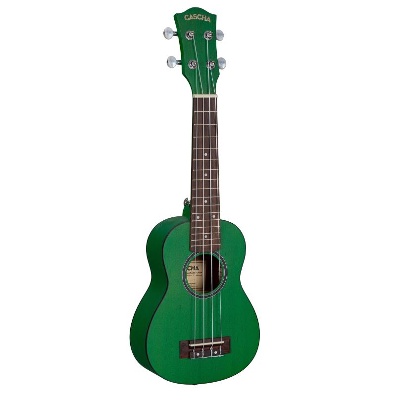 Cascha HH-2265L Soprano Ukulele Mahogany Green Lefthand (incl. Bag padded, 3 Picks)