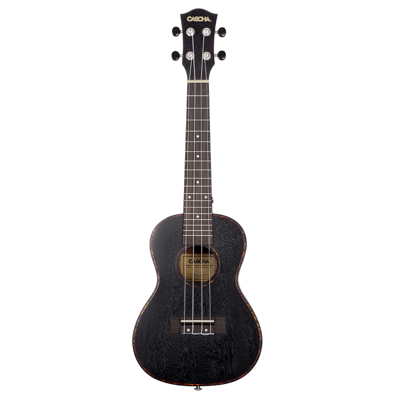Cascha HH-2300L Concert Ukulele Mahogany Black Lefthand (incl. Bag padded, 3 Picks)