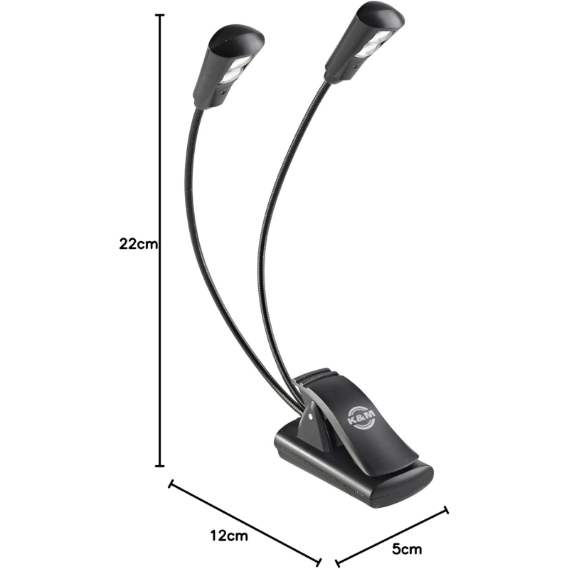 K&M 12244 Luce per leggio per spartiti doppia a 2 led