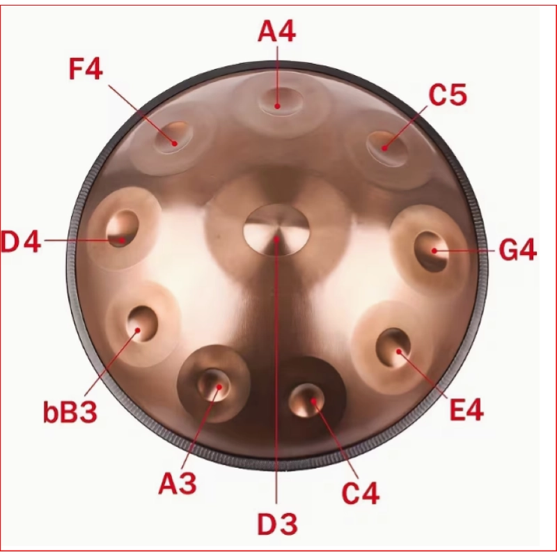 Hand Pan OYSTER 10 note RE minore cm.56 Hz440, Caisa Metal Drum Sonido Drum Hang Rammerdrum, Tuga