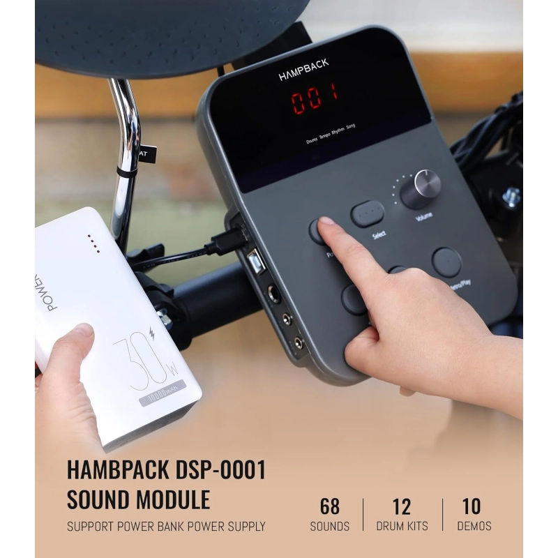 HAMPBACK MK-0 Batteria Elettronica, Mesh Silenziosa, Completa