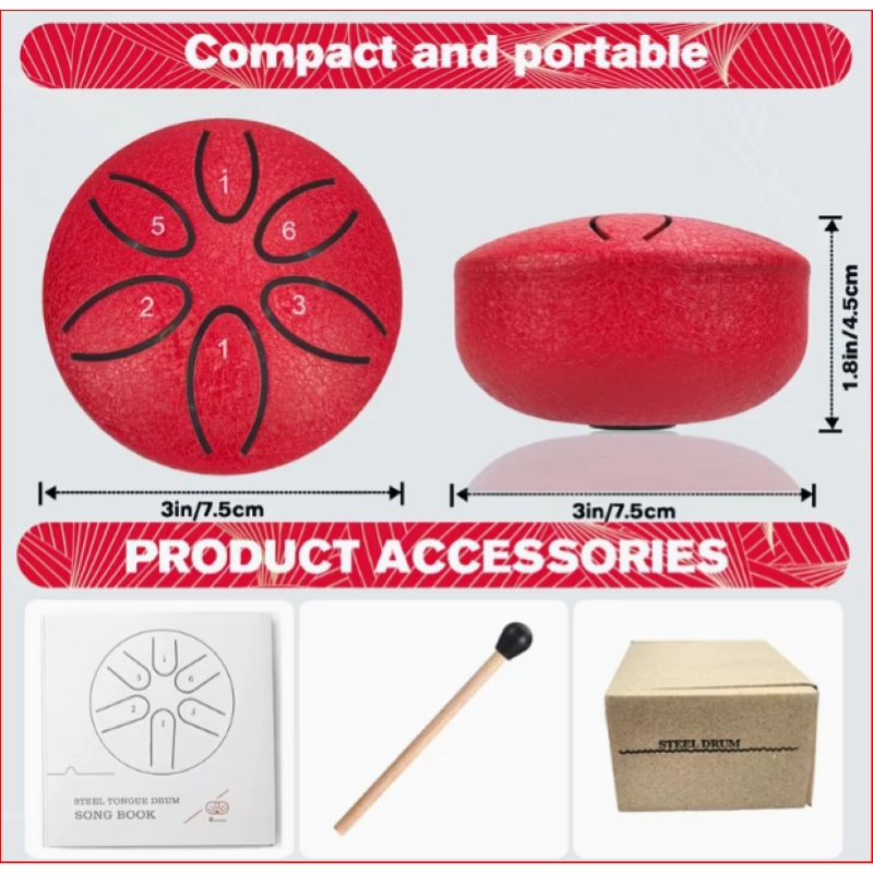 Hand Pan OYSTER 6 note Tongue 3" cm.7.5x4.5