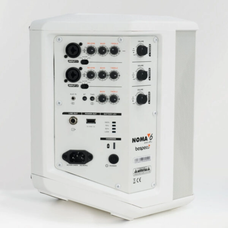 Bespeco Noma 6 Speaker Portatile a Batteria 6.5" 400W Bluetooth Bianca