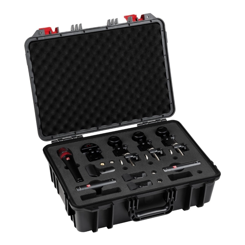 sE Electronics V Pack Arena Black Kit Microfoni per Batteria Neri con Flight Case