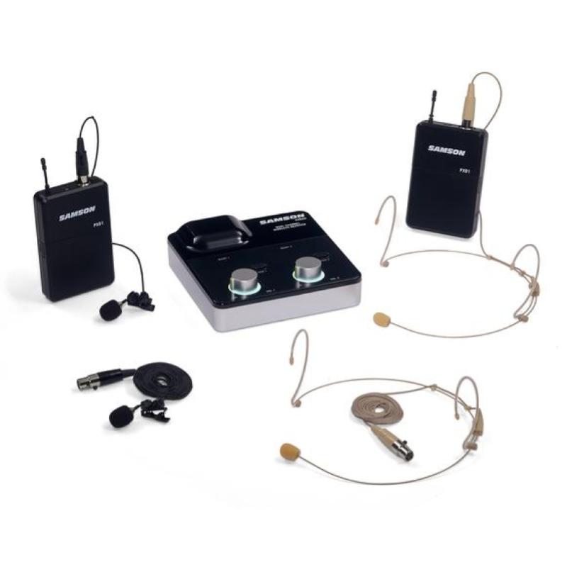 Samson XPDm Radiomicrofono Doppio Headset colore chiaro + Lavalier