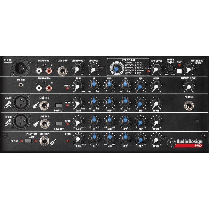 Audio Design COMBO HP 208 M Combo all in one con mixer incorporato 4 ingressi - 1050 W Max