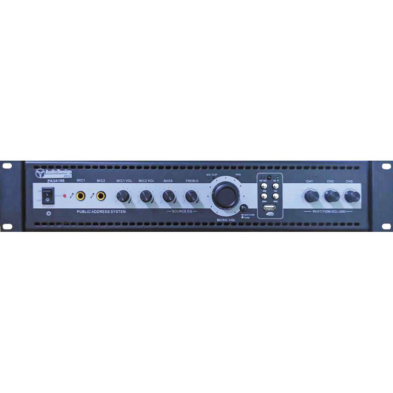 Audio Design PA 3A100 Amplificatore PA 8 Ohm 70-100 V a 3 zone con controllo volume 100 W