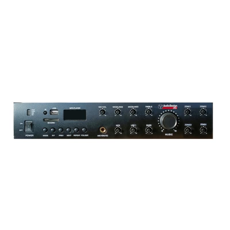 Audio Design PA 4A350HDMI-PH Amplificatore PA 8 Ohm 70/100 V a 4 zone con controllo volume 350 W Conn.HDMI Al.Phantom