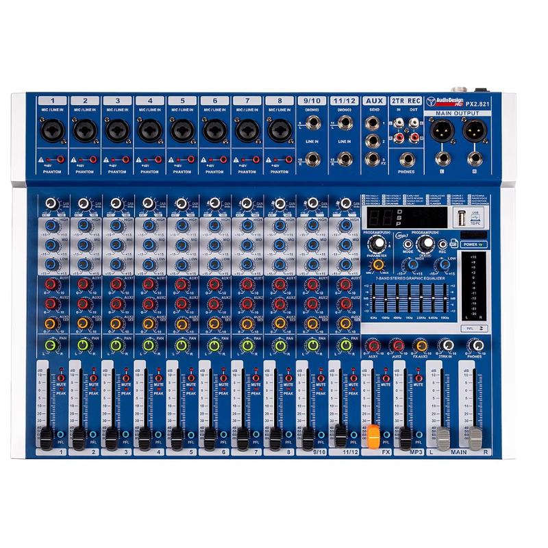 Audio Design PX2821 Mixer 8+2+1 Canali USB/BT 24 effetti con DSP