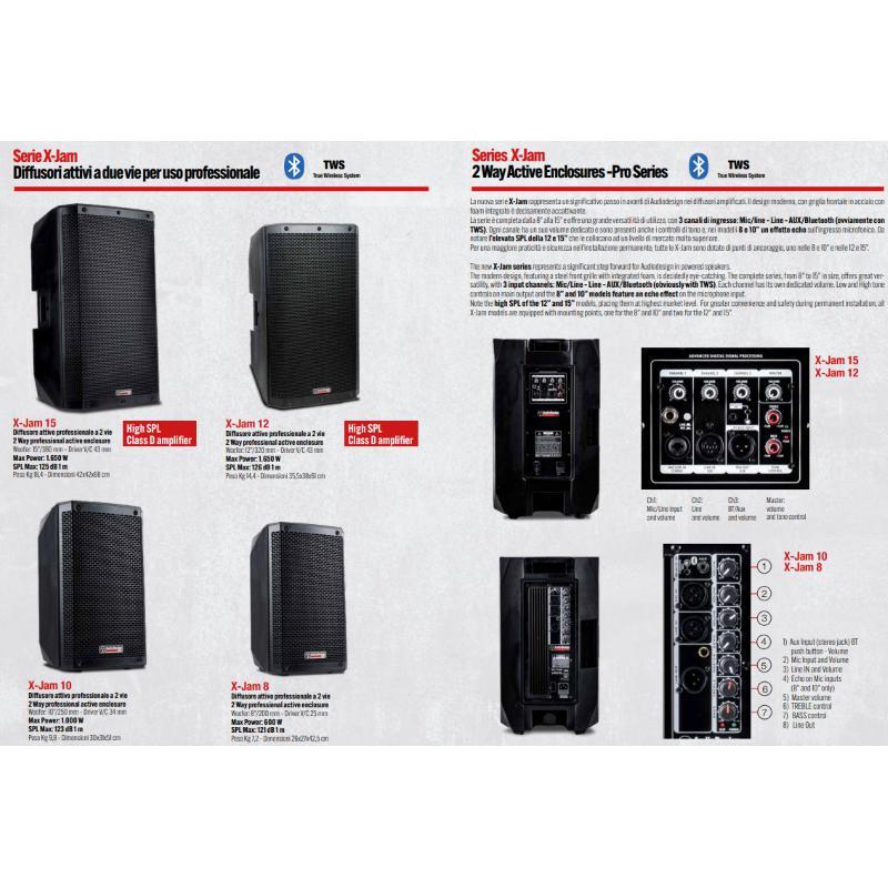 Audio Design X-JAM10 Diffusore attivo con BT e Echo - 10" - 1000 W Max