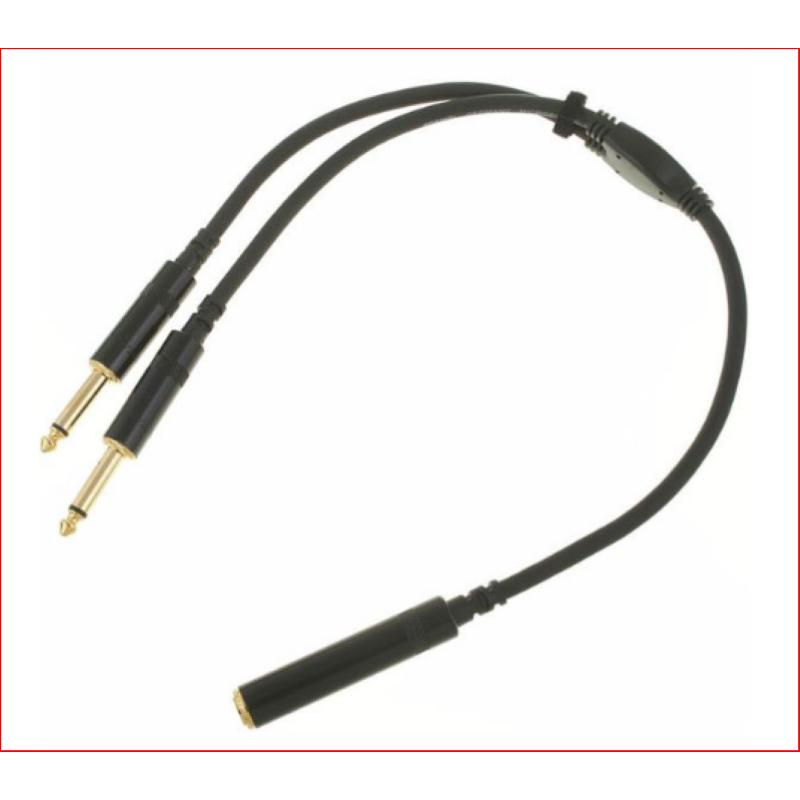 Cavo adattatore a Y, 2x Jack 6.3 Mono > 1x Jack femmina 6.3 stereo cm.30