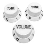 AXLABS Knob Strat Style white/black font 3pcs Set Knob 1x Volume 2x Tono
