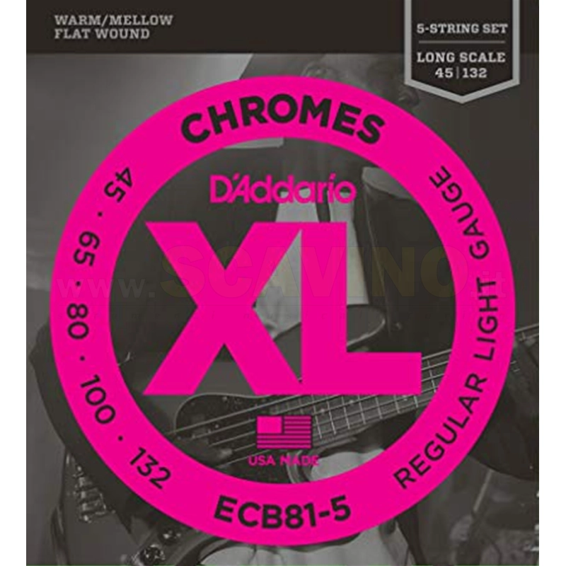 D'addario ECB81-5 Set 45-132 Corde per Basso Chromes