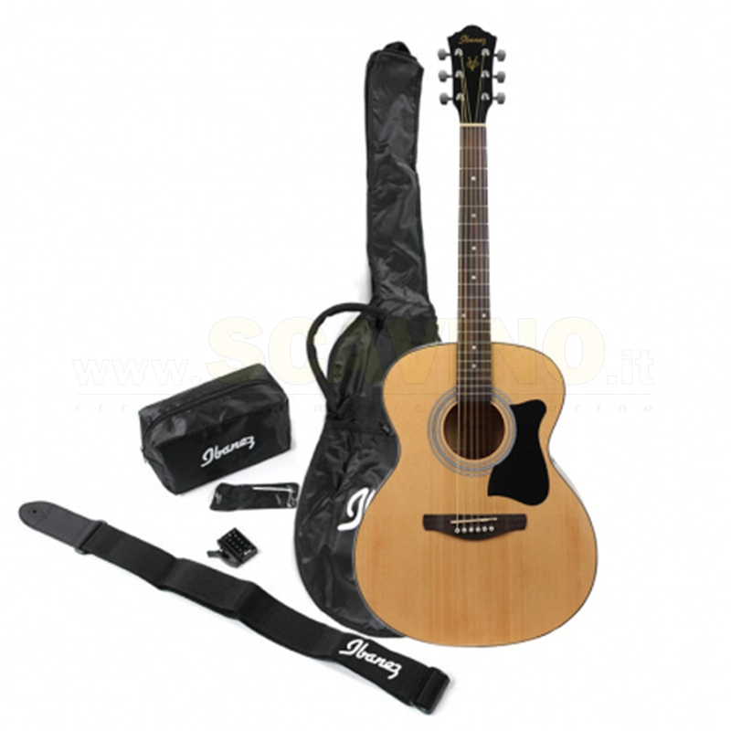 Ibanez VC50NJP NT kit completo di chitarra acustica ed accessori finitura Natural High Gloss