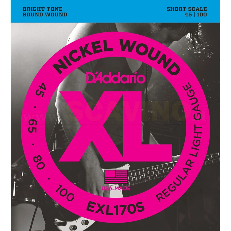 D'Addario EXL170S Set Corde per Basso Scala Corta 045-100