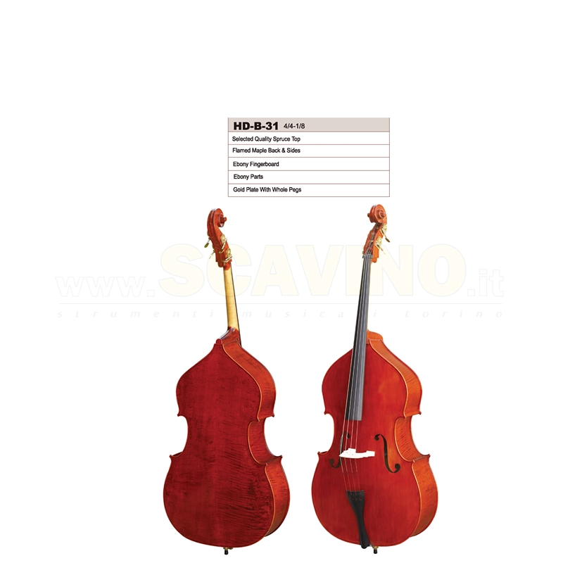 Bruck C/Basso 3/4 HDB-31 Massello con arco e borsa -  Fiammato