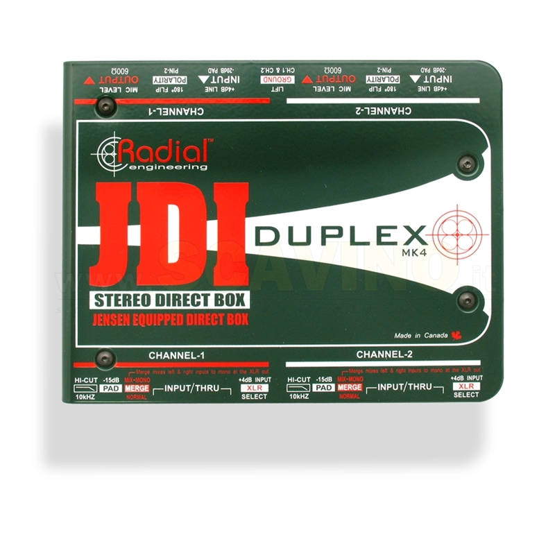 Radial JDI Duplex Direct Box passivo a 2 canali con trasformatori Jensen