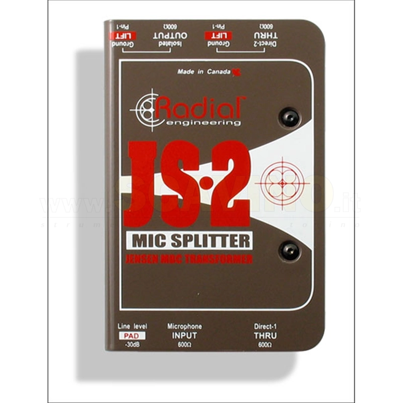 RADIAL JS 2 Splitter 2 canali Microfonici