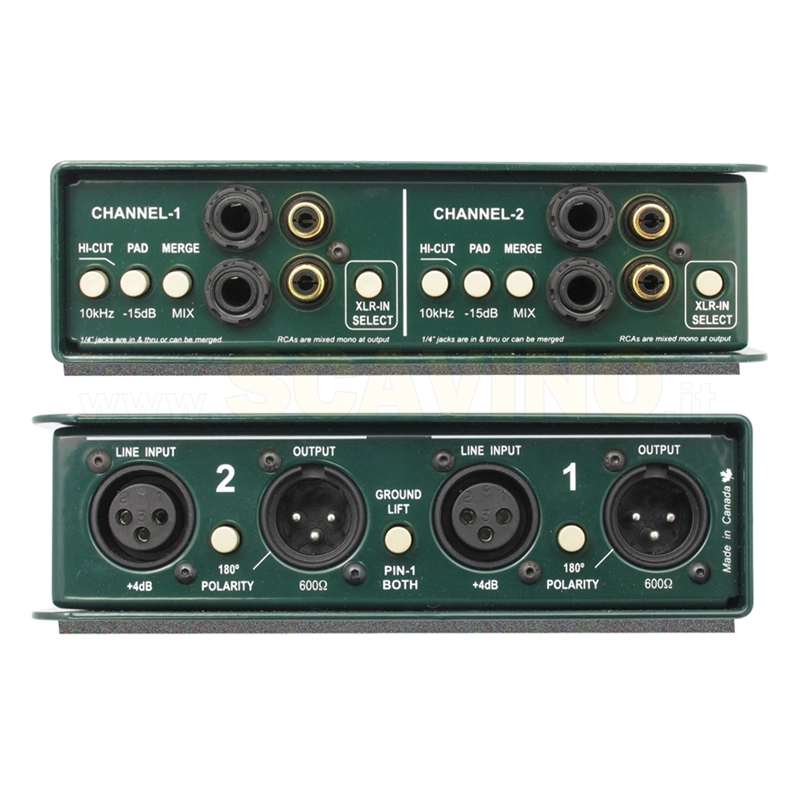 Radial JDI Duplex Direct Box passivo a 2 canali con trasformatori Jensen