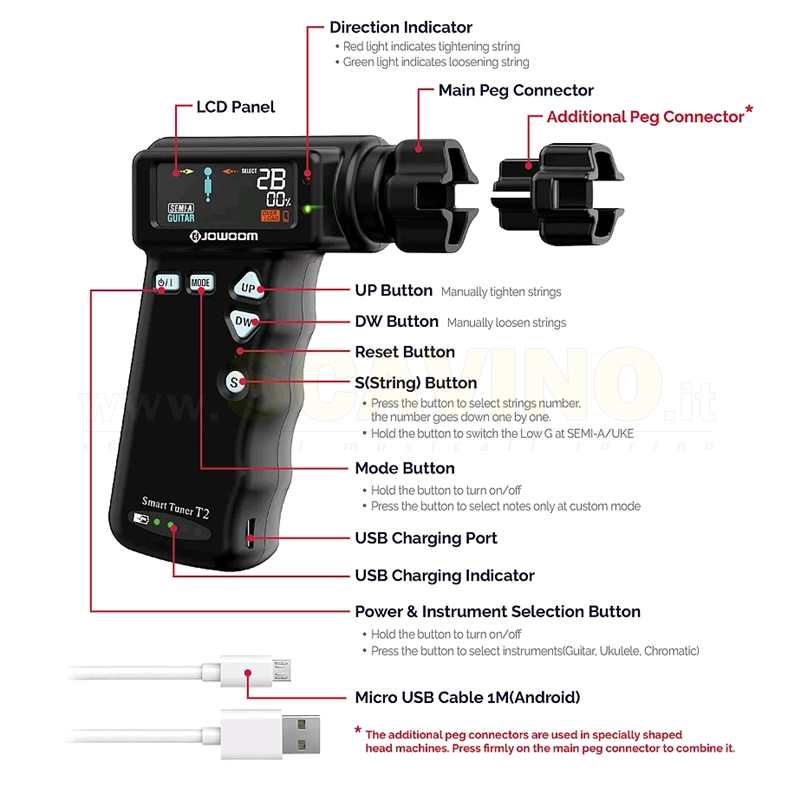 JOWOOM T2 Avvolgicorde con accordatore incorporato