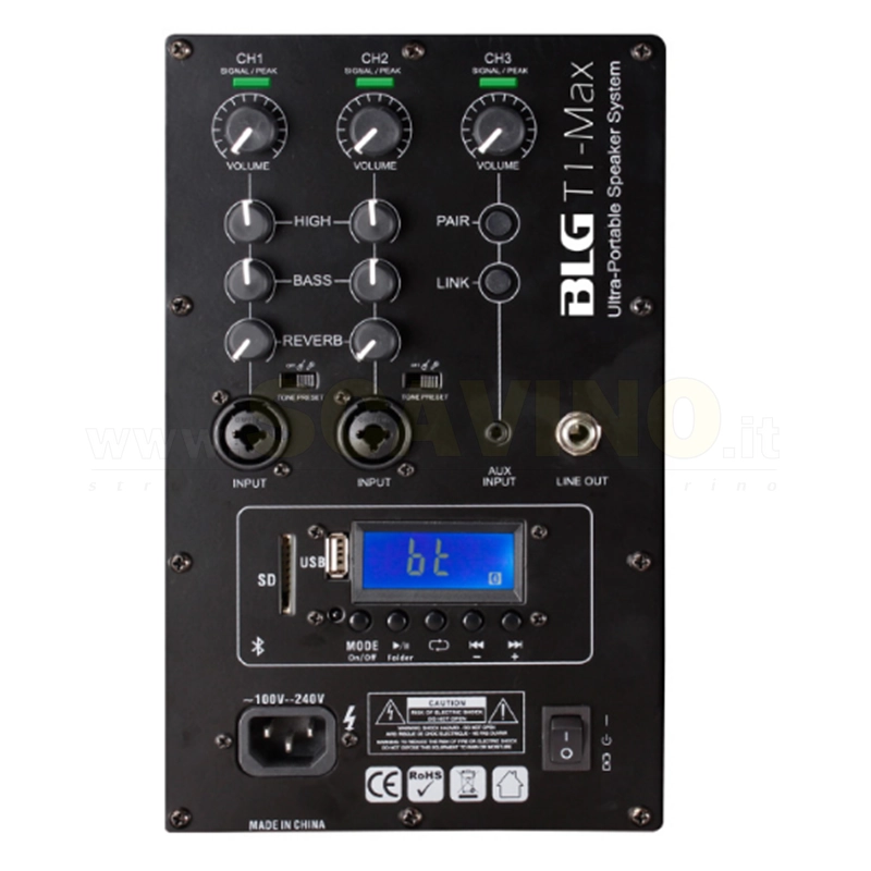 MP Audio T1 Mini Cassa Attiva 200W con Mixer a batteria