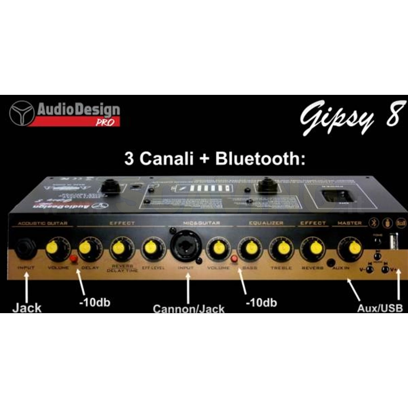 Audio Design Gipsy 8 MKII Amplificatore per Chitarra a Batteria e Bluetooth