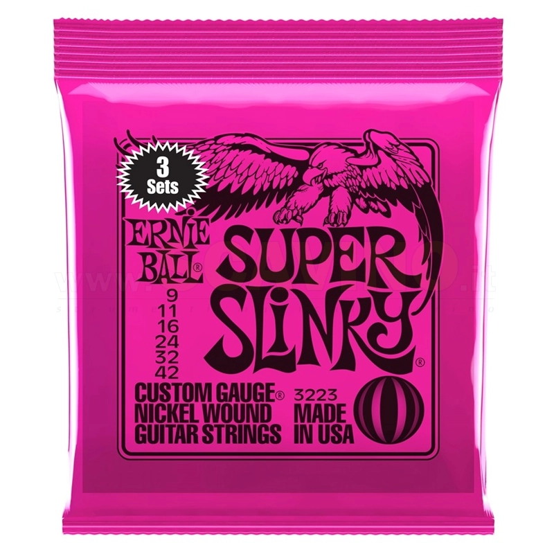 Ernie Ball 3223 3 Set Promo Corde Super Slinky 9-42