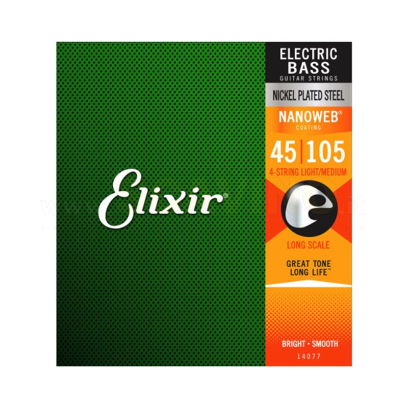 Elixir14077 Electric Bass Nickel Plated Steel Nanoweb 45-105 long scale