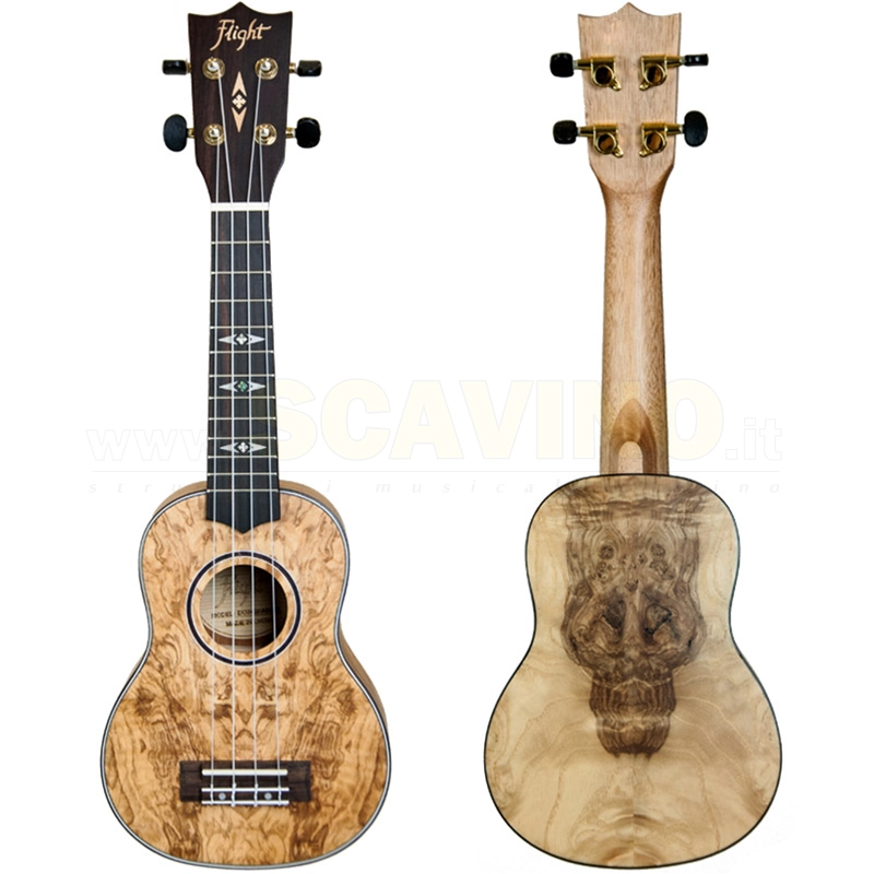 Flight DUS410 QA Ukulele Soprano legno Ash Quilted