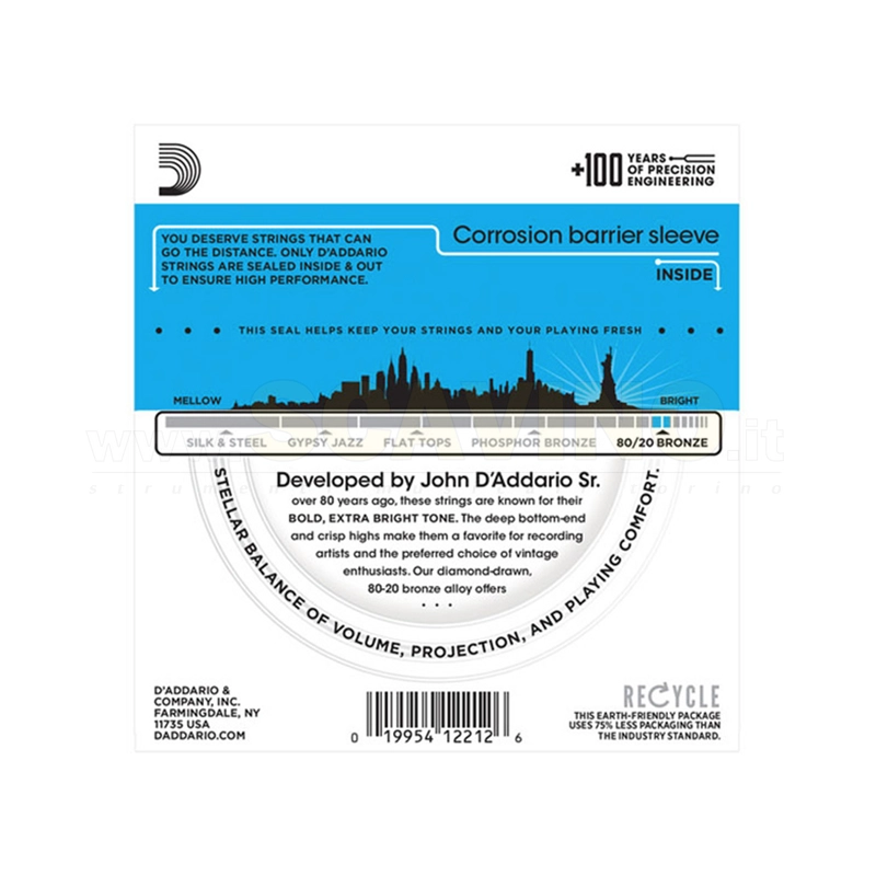 D'Addario EJ11 Corde Chitarra Acustica 12-53 Bronze