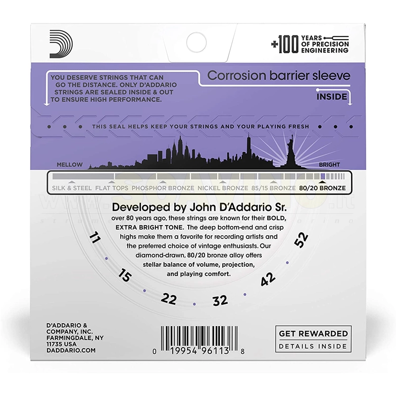 D'addario EJ13 Set corde acustica 11-52 Bronze