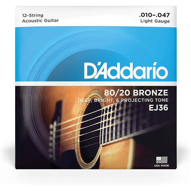 D'Addario EJ36 Set Corde Chitarra 12 corde 010-047 Bronze