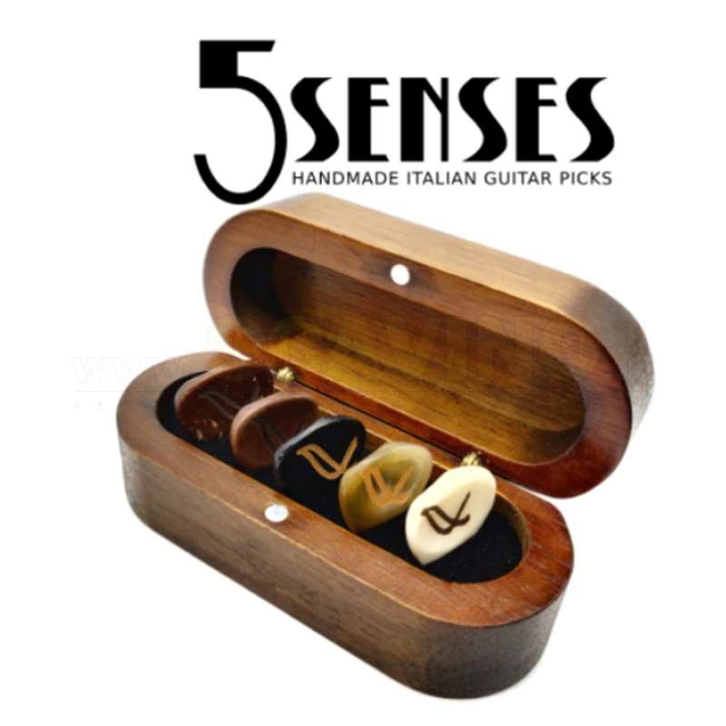 Wambooka Plettri 5 SENSI - Box Legno Nativo con 5 Plettri