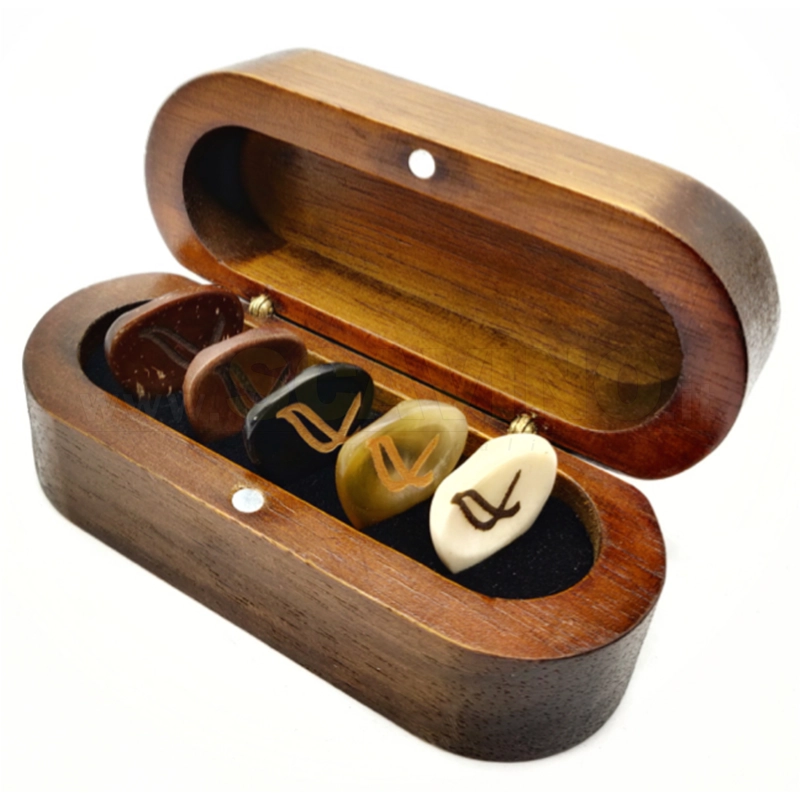 Wambooka Plettri 5 SENSI - Box Legno Nativo con 5 Plettri