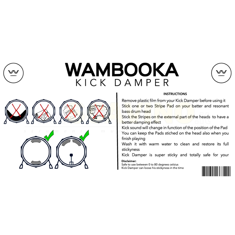 WAMBOOKA Kick Damper - Set di 4 Smorzatori per pelle cassa