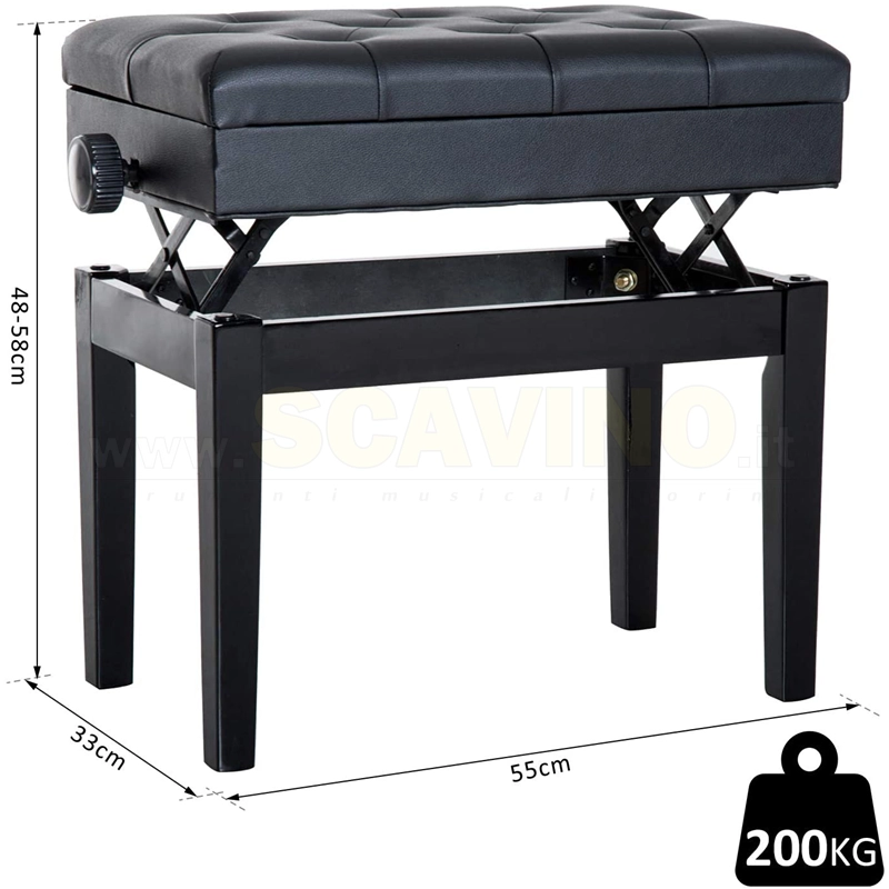 SM Pro panca regolabile nero lucido eco pelle con cassetto