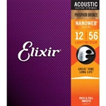 Elixir16077 Nanoweb Acoustic Phosphor Bronze Light-Medium 12/56
