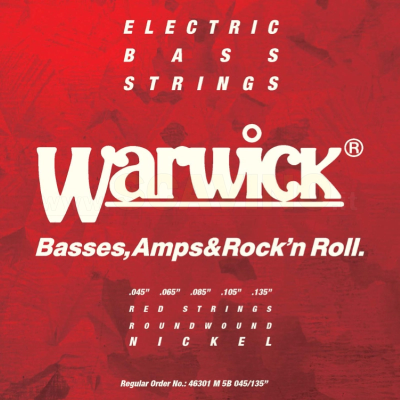 Warwick Red Label 46301 M 45/135 Nickel Set corde per basso 5 corde