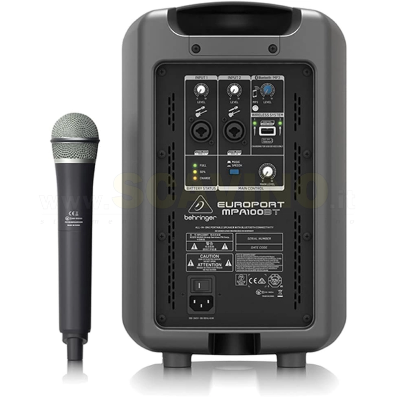 Behringer MPA100BT Sistema Audio portatile con Bluetooth e radiomicrofono