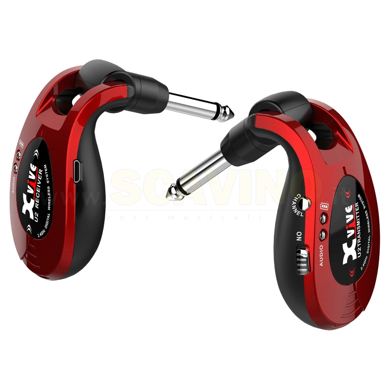 XVIVE U2 Rosso Kit Trasmettitore e Ricevitore Wireless per Chitarra e Basso