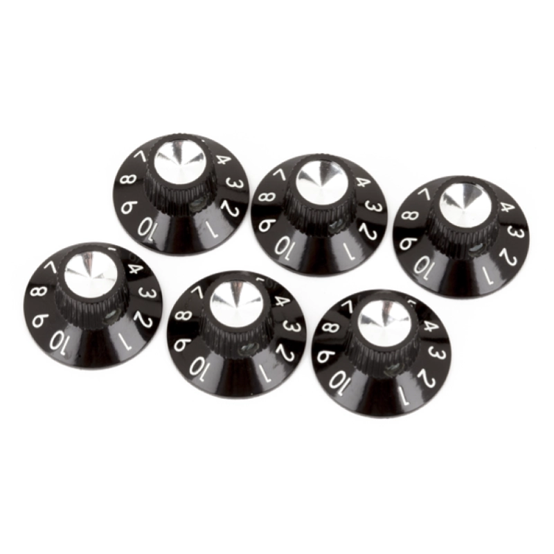 PURE VINTAGE BLACK-SILVER SKIRTED AMPLIFIER KNOBS