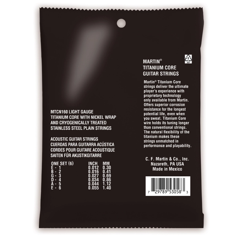 Martin MTCN160 Corde Titanium/Nickel 12-55 Light per Acustica