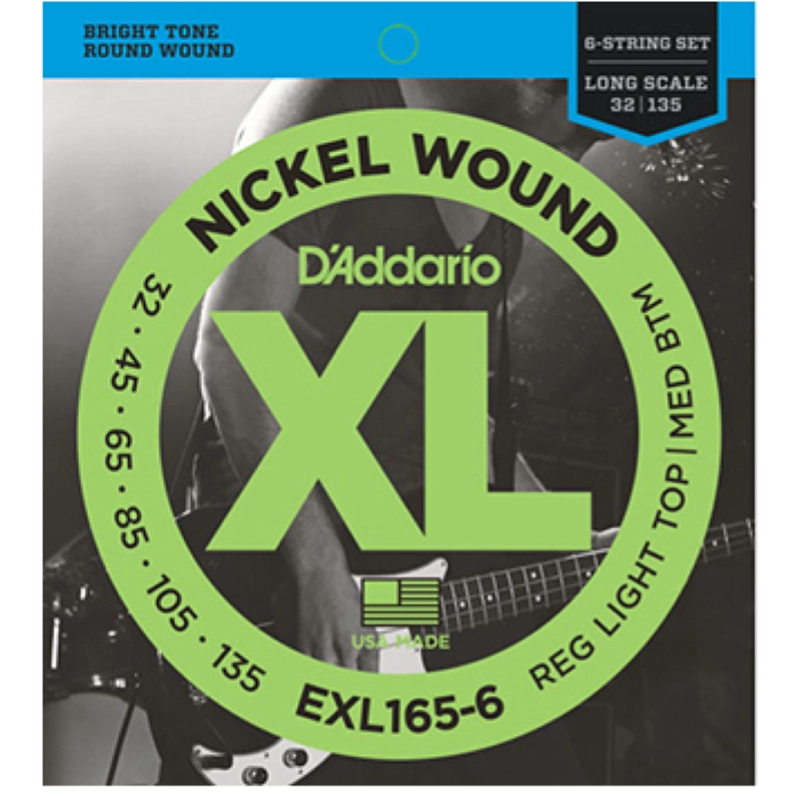 D'addario EXL165-6 Set Corde per Basso 6 Corde 32-135 Nickel