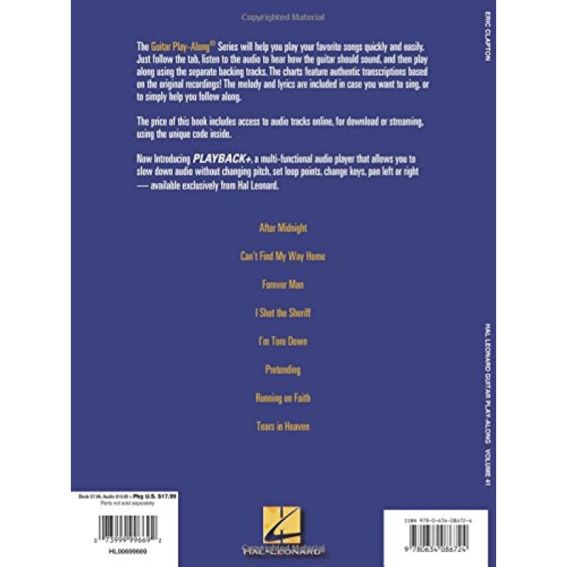 Titolo Eric Clapton Song Book for guitar con CD audio