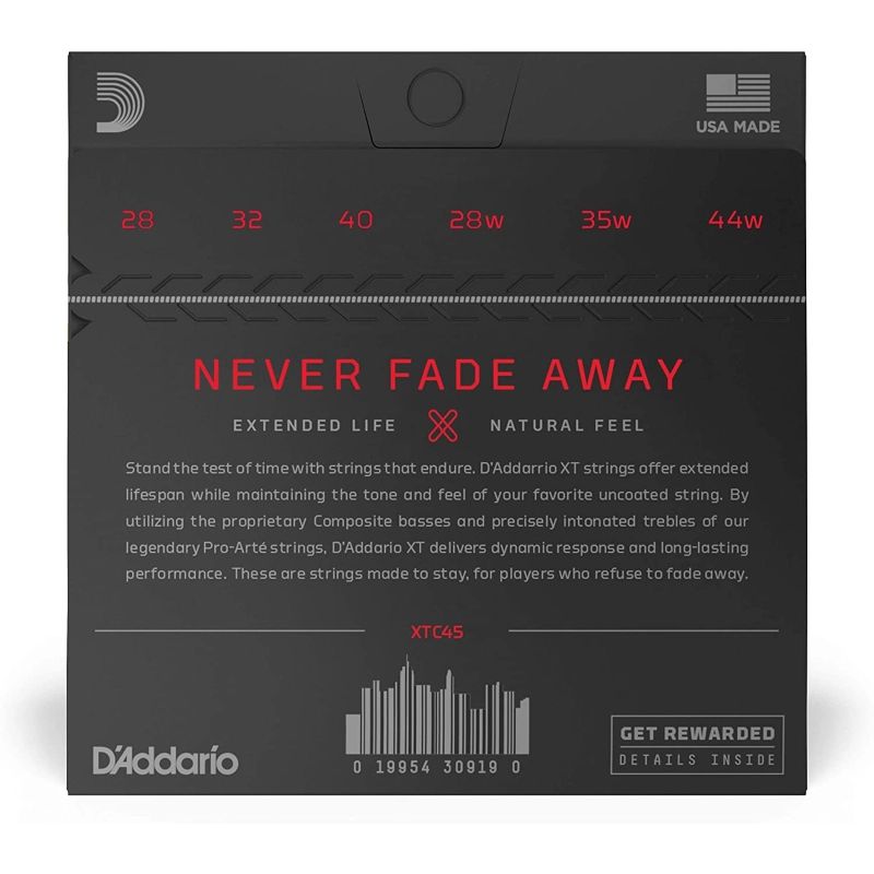 D'Addario XTC45 XT Classica Coated Normal Tension Placcate Argento