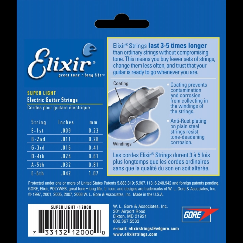 Elixir 12000 Nickel Plated Steel Polyweb Corde Chitarra Elettrica 9-42