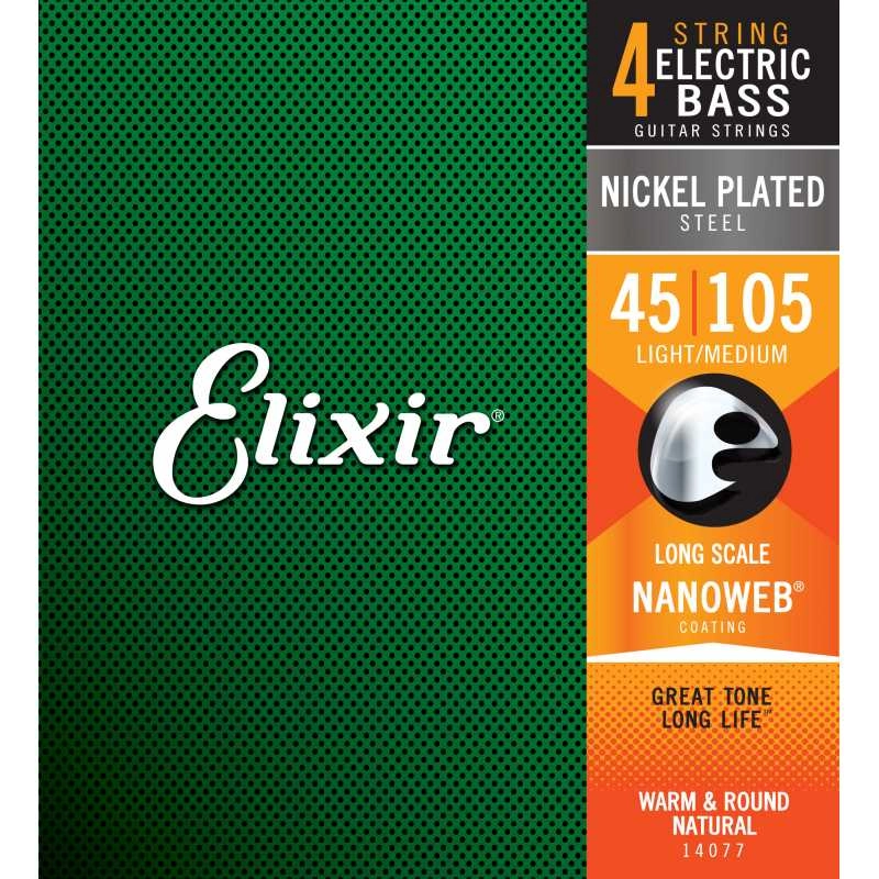 Elixir14077 Electric Bass Nickel Plated Steel Nanoweb 45-105 long scale