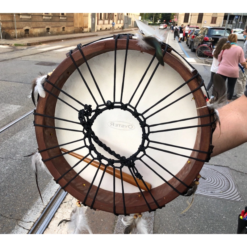 OYSTER TAMBURO Sciamano REBANA-XXL LEGNO E PELLE BUFALO cm.40