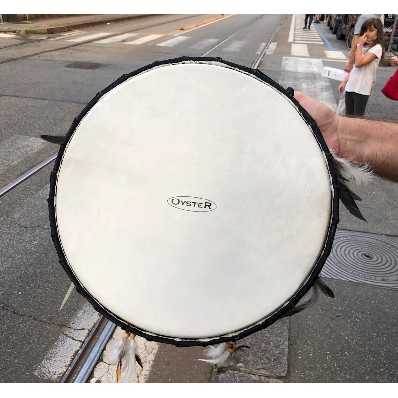 OYSTER TAMBURO Sciamano REBANA-XXL LEGNO E PELLE BUFALO cm.40