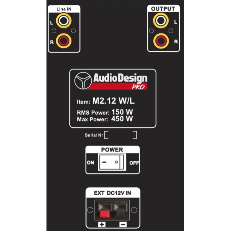 Audio Design M2 12W/L Diffusore auto alimentato con doppio radiomicrofono
